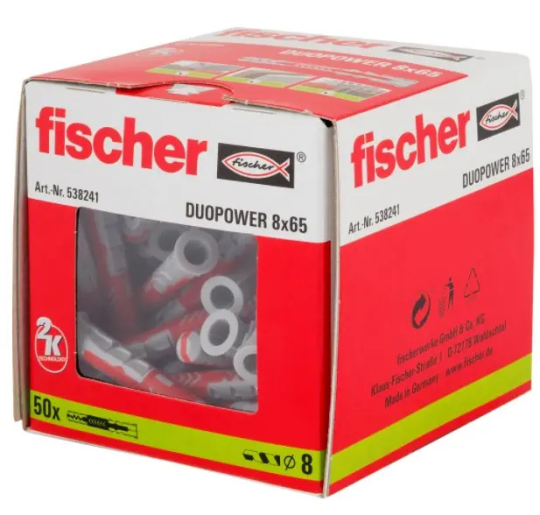 Универсальный дюбель 8х65 Fischer DUOPOWER (упак.50 шт.)