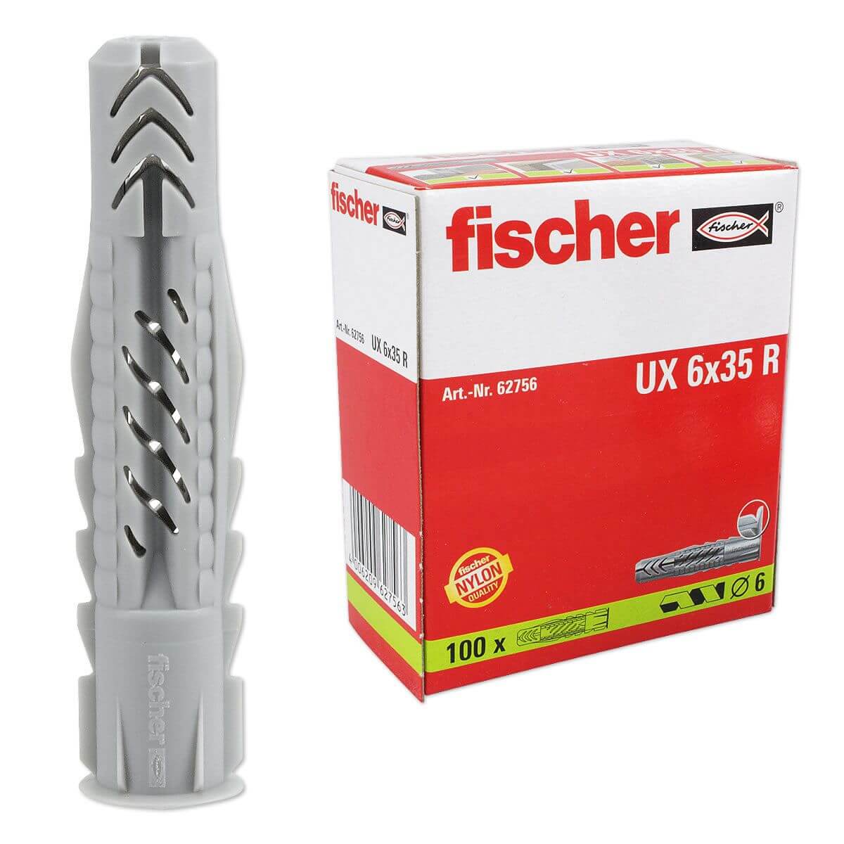 Универсальный дюбель Fischer UX 6х35 с кромкой (упак. 100 шт.)