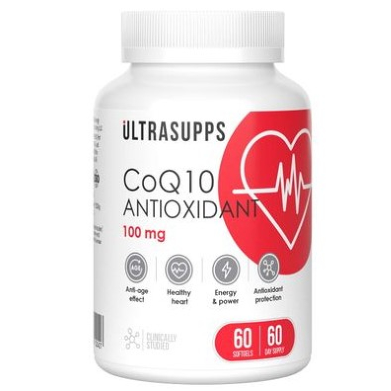 Коэнзим Q10 антиоксидант UltraSupps/Ультрасаппс капсулы мягкие 100мг 60шт