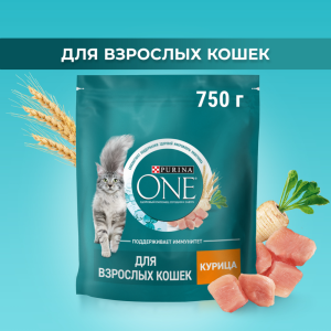 Кормдлякошек«PurinaOne»сухой,курицаизлаки,750г