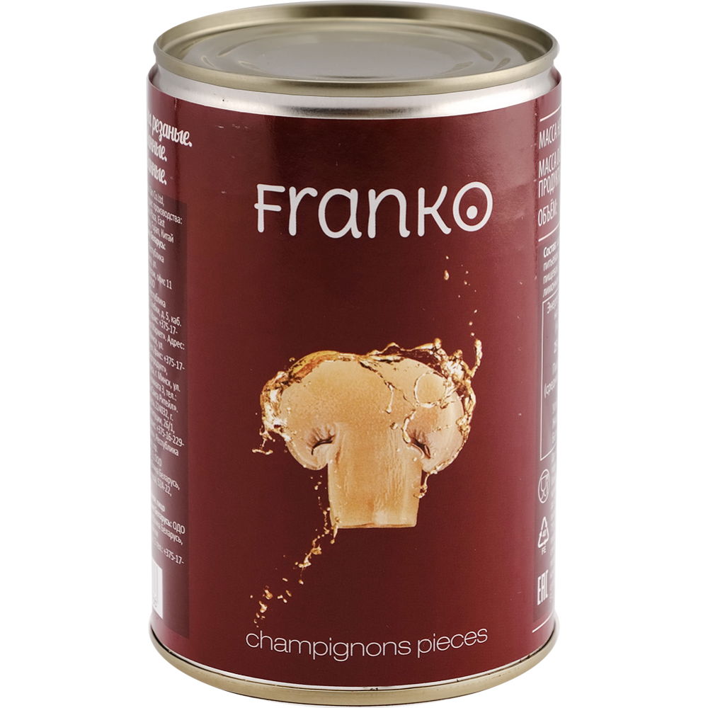 Шам­пи­ньо­ны кон­сер­ви­ро­ван­ные «Franko» ре­за­ные, 400 г