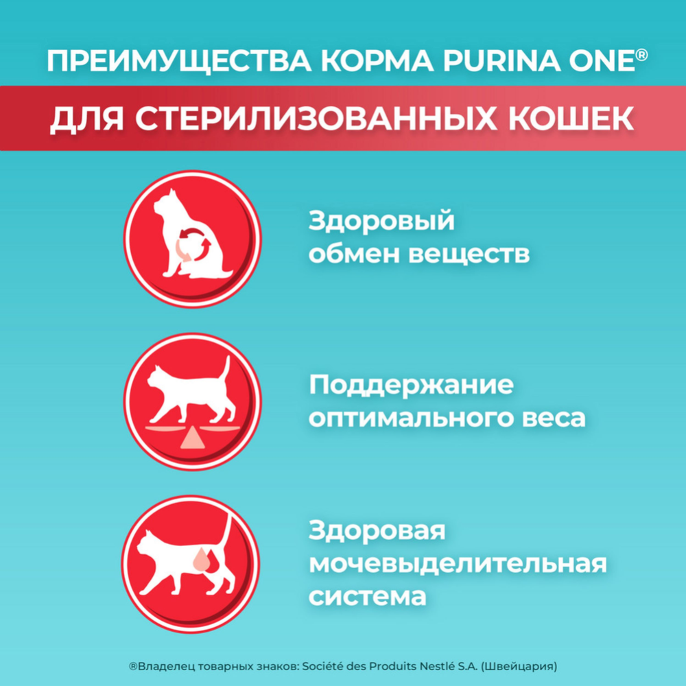 Корм для кошек «Purina One» лосось и пшеница, для стерилизованных, 750 г #2