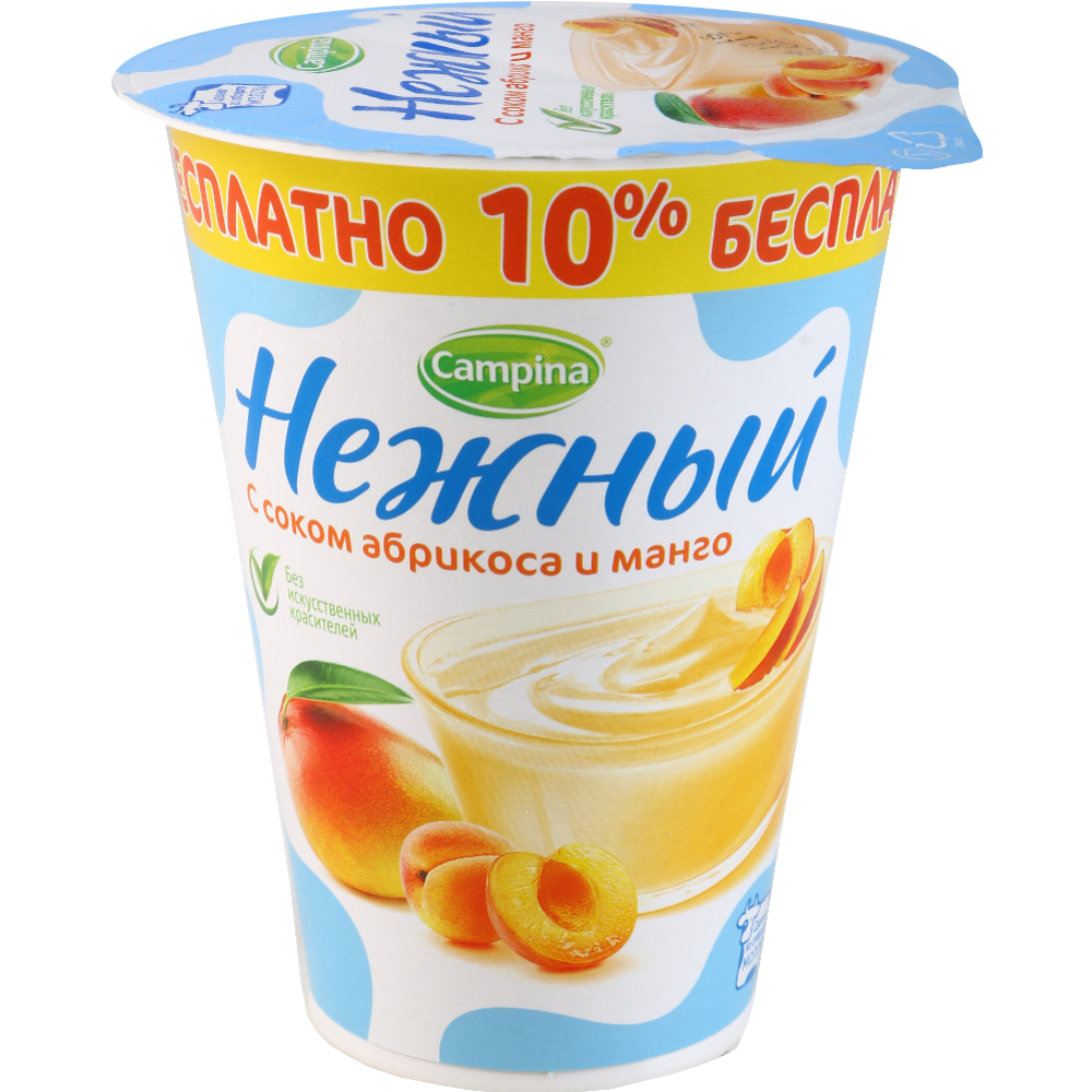 Йогуртный продукт «Нежный» с соком абрикоса и манго, 1.2%, 320 г