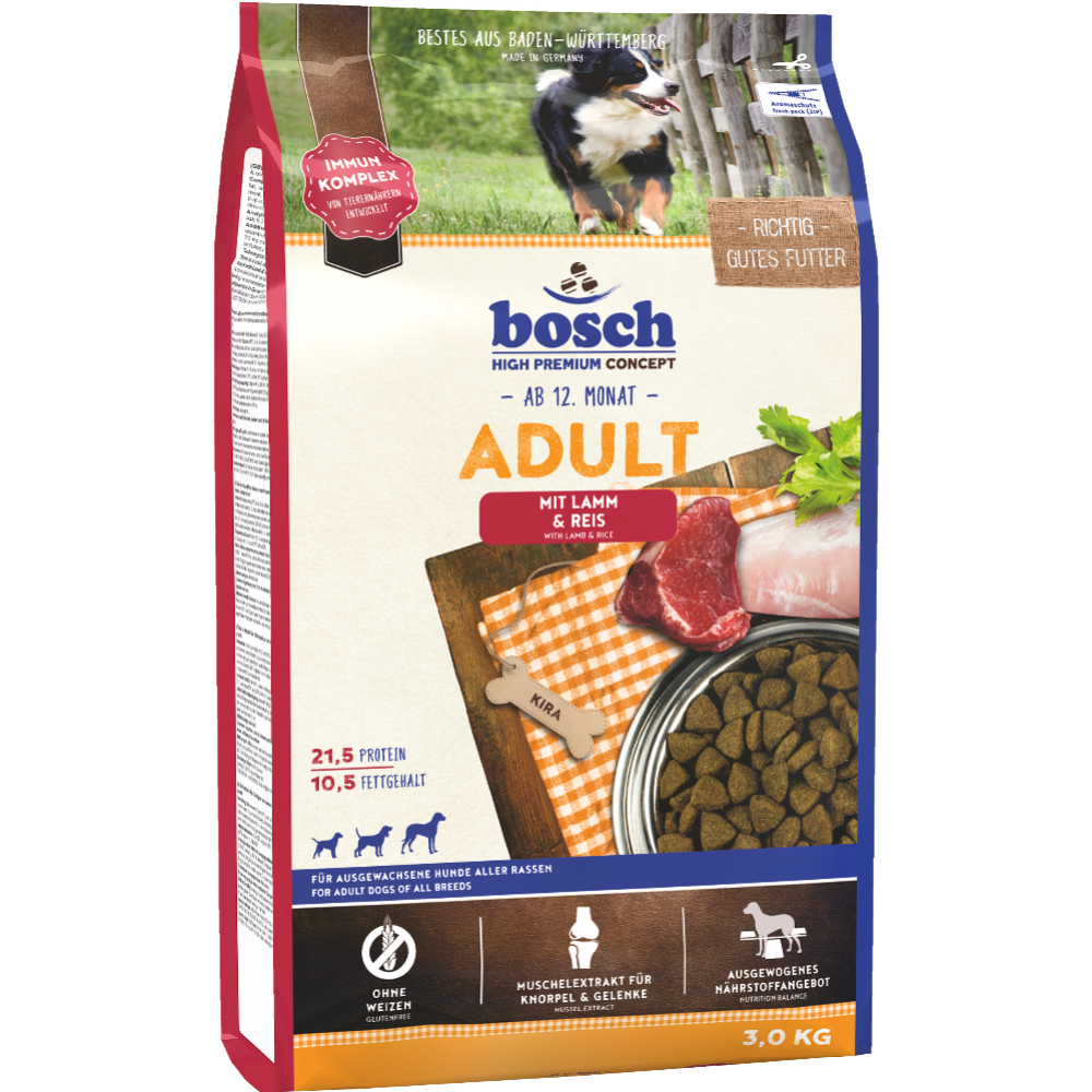 Корм для собак «Bosch» Эдалт ягненок с рисом, 3 кг