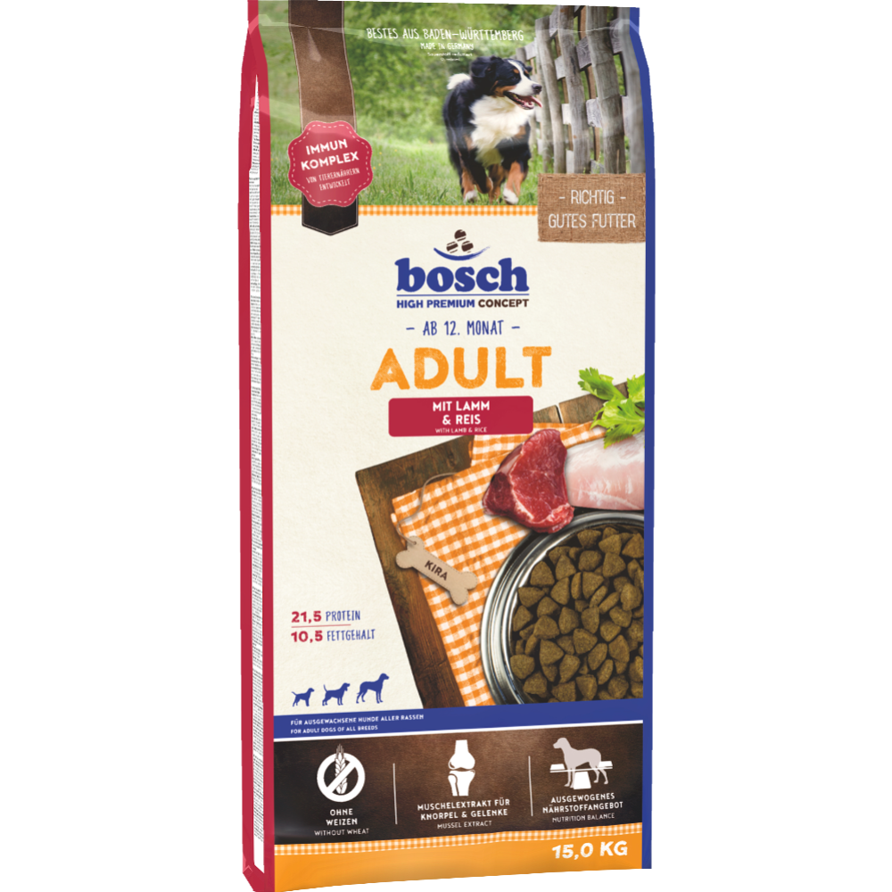 Корм для собак «Bosch» Эдалт ягненок с рисом, 15 кг