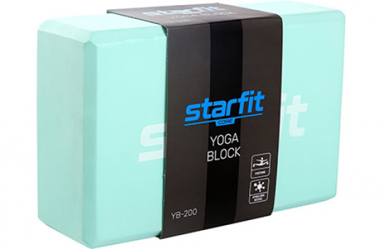 Блок для йоги STARFIT Core, 22,5х15х8 см, мятный