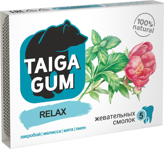 Смолка жевательная, Алтайский нектар, Taiga Gum "RELAX" 1уп=5шт.