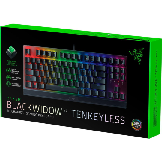 Клавиатура «Razer» BlackWidow V3 Tenkeyless Green Switch, RZ03-03490700-R3R1