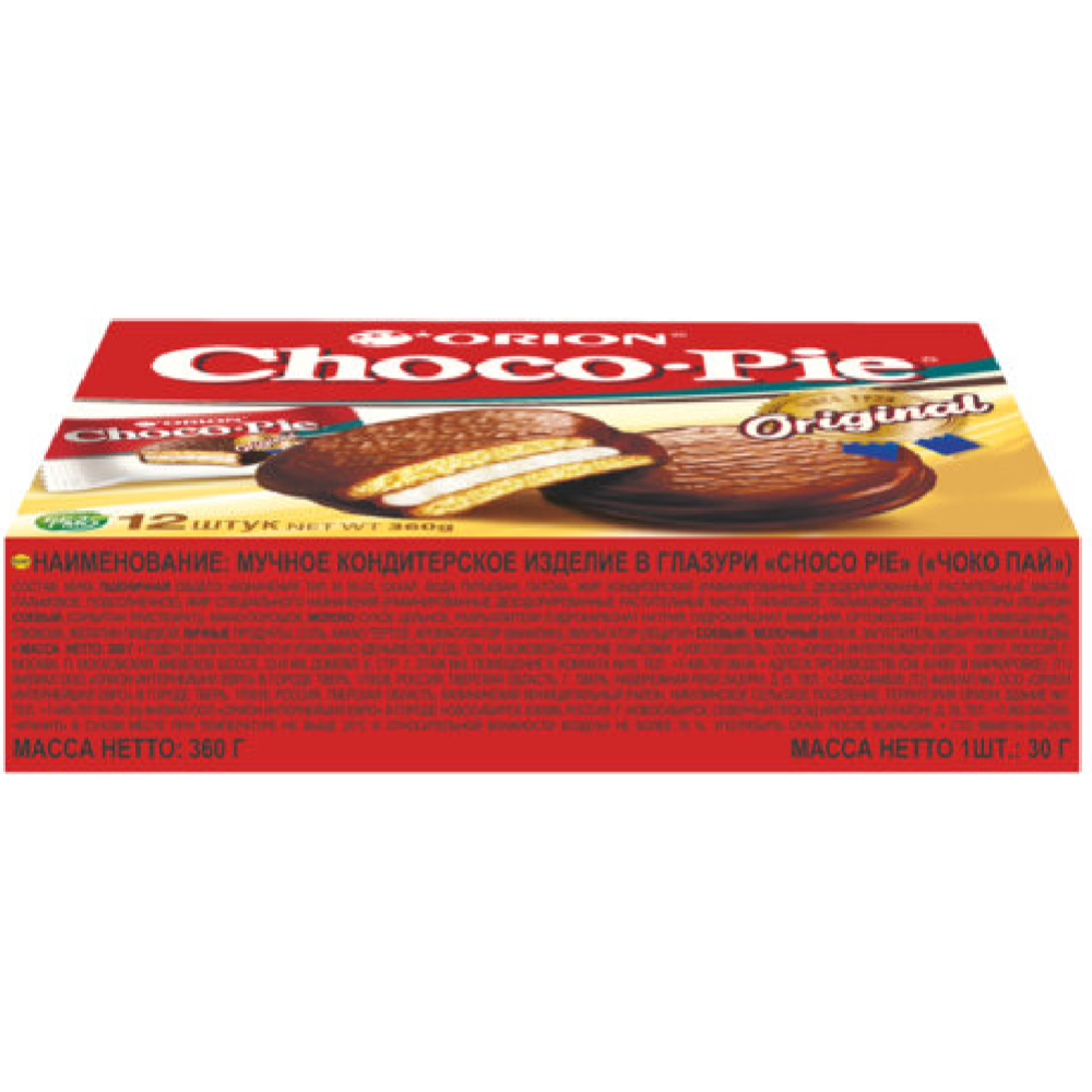 Печенье-бисквит «Choco Pie Orion» 12х30 г #1