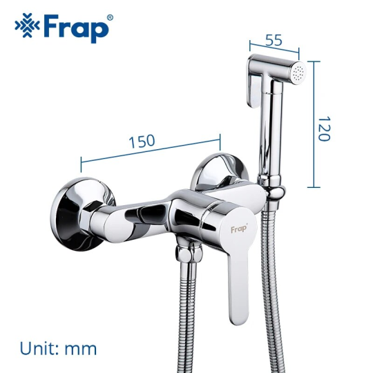 Встроенный гигиенический душ Frap F2041 Хром + Чистящее средство для смесителей Gappo GGG 550мл В ПОДАРОК 🎁