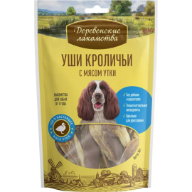 Лакомство для собак «Деревенские лакомства» Уши кроличьи с мясом утки, 2х90 г