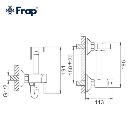 Встроенный гигиенический душ Frap F7503-6 Черный + Чистящее средство для смесителей Gappo GGG 550мл В ПОДАРОК 🎁