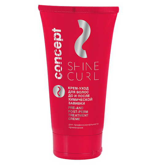 Concept Shine curl Крем-уход для волос До и после химической завивки