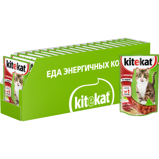 Корм для кошек «Kitekat» говядина в соусе, 85 г