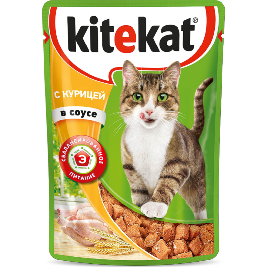 Корм для кошек «Kitekat» курица в соусе, 85 г