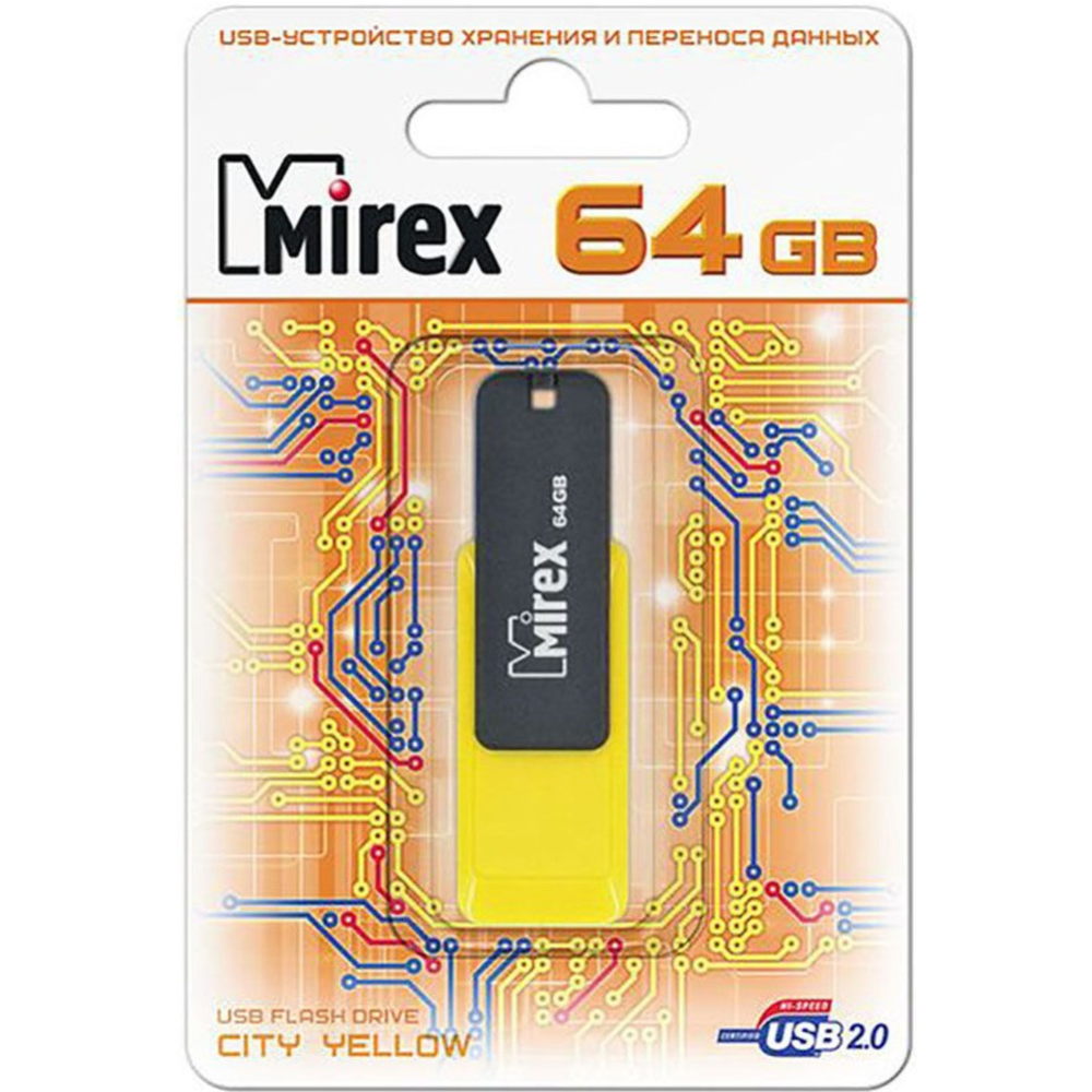 USB-накопитель «Mirex» City Yellow 64GB, 13600-FMUCYL64