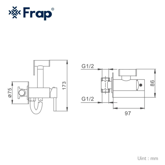 Встроенный гигиенический душ Frap F7505-3 Золото + Чистящее средство для смесителей Gappo GGG 550мл В ПОДАРОК 🎁