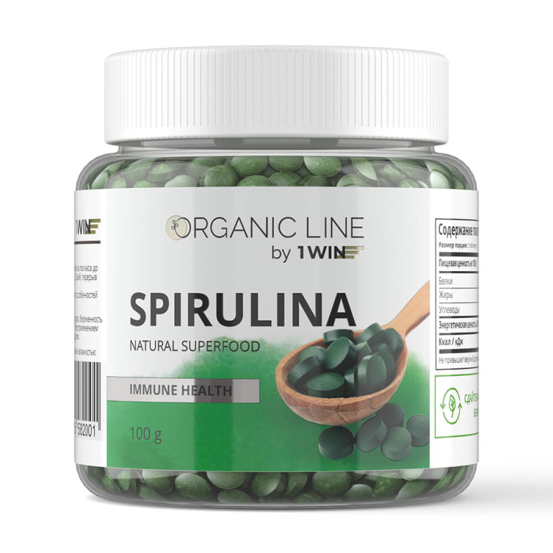 1WIN/Спирулина в таблетках, детокс для похудения, Spirulina суперфуд, 200 табл