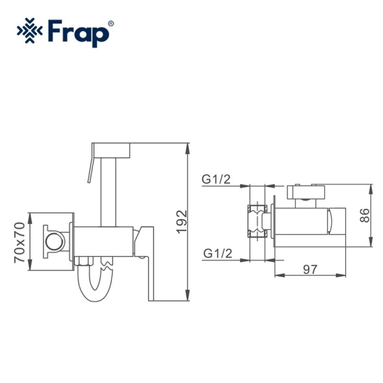 Встроенный гигиенический душ Frap F7506-6 Оружейная сталь + Чистящее средство для смесителей Gappo GGG 550мл В ПОДАРОК 🎁