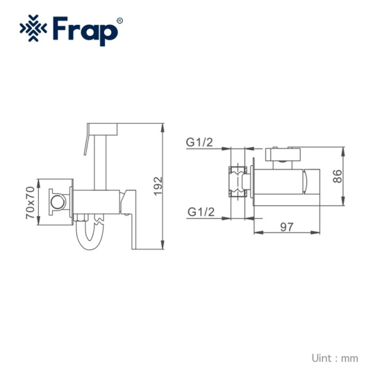 Встроенный гигиенический душ Frap F7506-3 Золото + Чистящее средство для смесителей Gappo GGG 550мл В ПОДАРОК 🎁