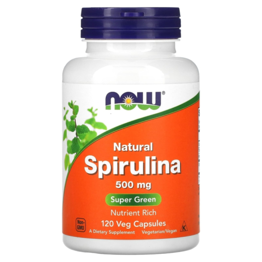 SPIRULINA Super green Натуральная спирулина, 500 мг, 120 растительных капсул от NOW