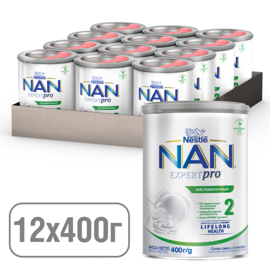 Смесь кисломолочная сухая «Nestle» NAN 2, с 6 месяцев, 400 г