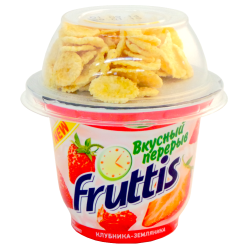 Йо­гурт­ный про­дукт «Fruttis» клуб­ни­ка-зем­ля­ни­ка, 2.5%, 165+15 г