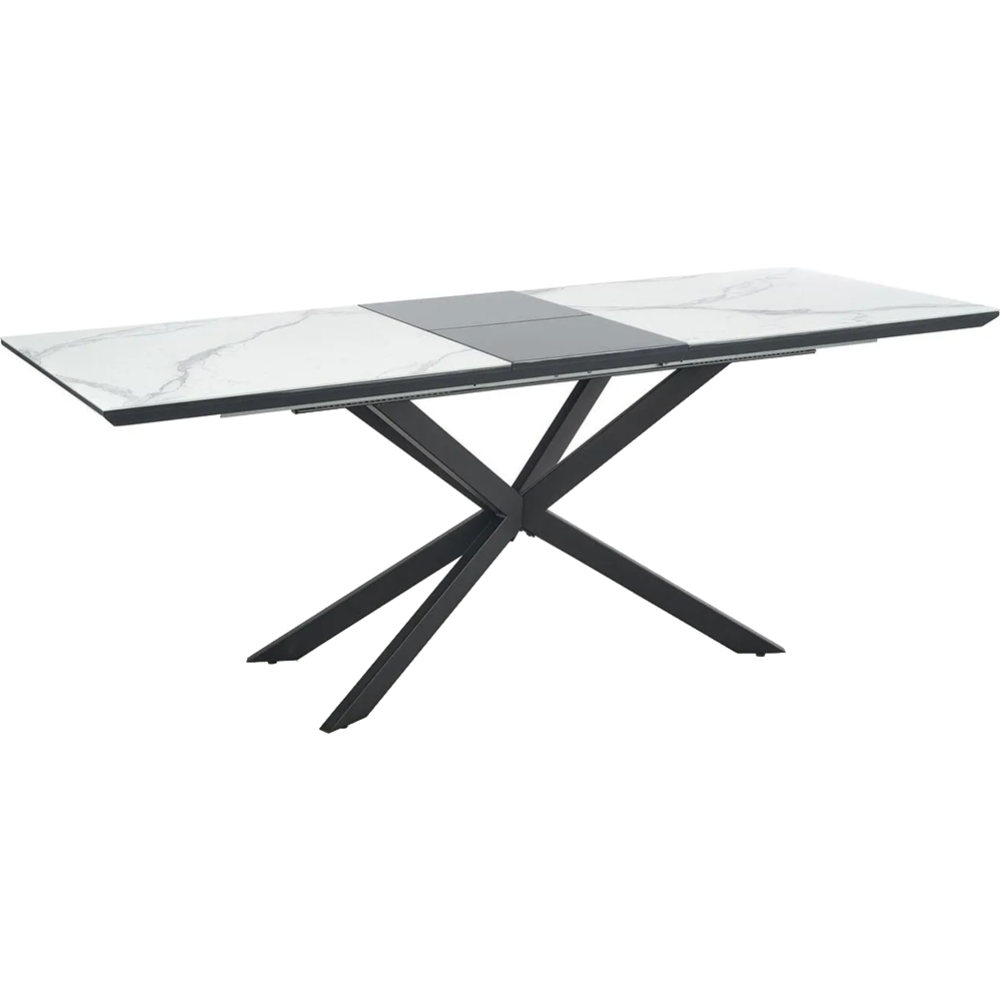 Обеденный стол «Halmar» Diesel, раскладной, белый мрамор/темно-серый/черный, 160-200/90/76, V-CH-DIESEL-ST