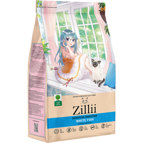 Корм для кошек «Zillii» Sensitive Digestion Cat, белая рыба, 10 кг