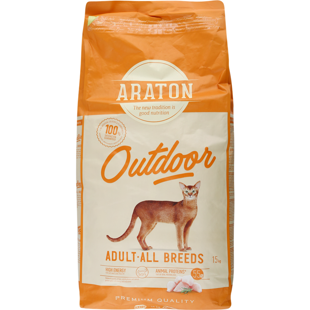 Корм для кошек «Arаton Outdoor» с курицей и индейкой, 15 кг