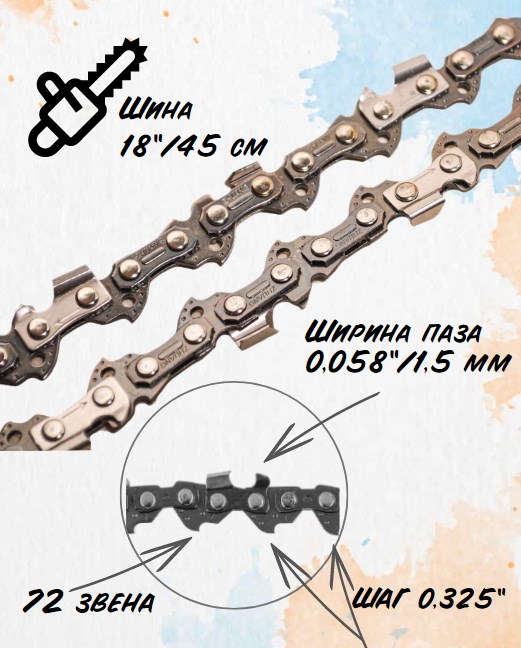 130181 Цепь 325-1,5мм-72 (18")