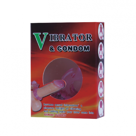 Эрекционное вибро-кольцо с презервативом Vibrator & Condom
