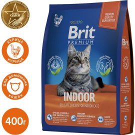 Корм для кошек «Brit» Premium Indoor, курица, 400 г