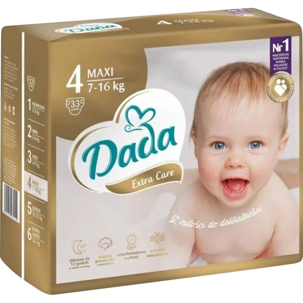 Картинка товара Подгузники детские «Dada» Extra Care, размер Maxi 4, 7-16 кг, 33 шт