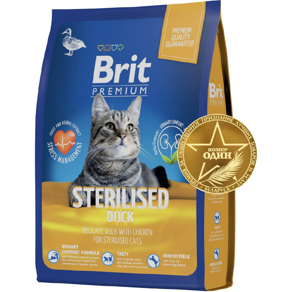 Корм для кошек «Brit» Premium Sterilised, утка/курица, 400 г