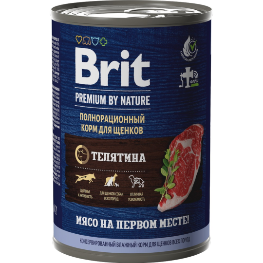 Консервы для щенков «Brit» Premium by Nature, телятина, 410 г