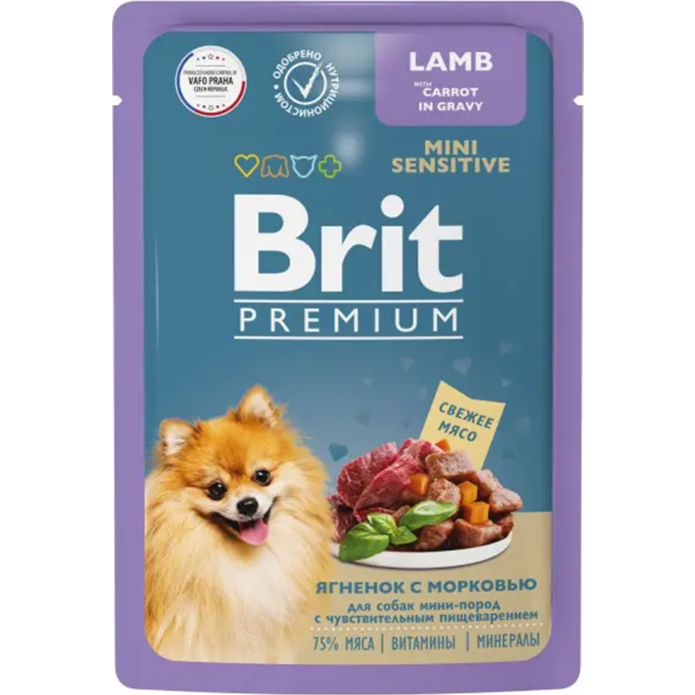 Корм для собак «Brit» Premium, ягненок/морковь в соусе, 85 г