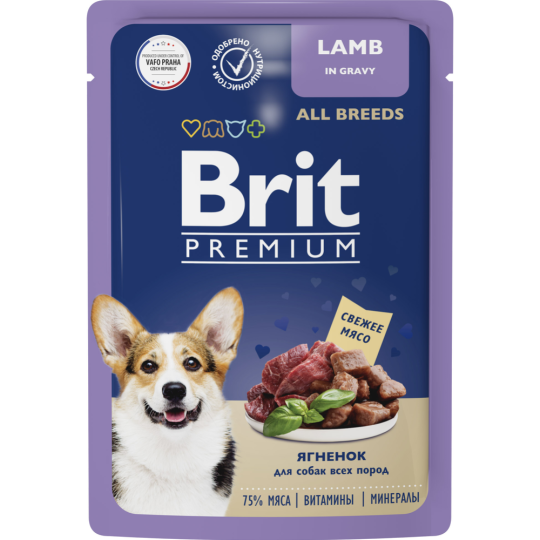 Корм для собак «Brit» Premium, ягненок в соусе, 85 г