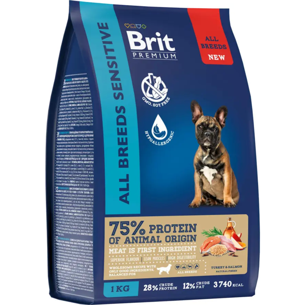 Корм для собак «Brit» Premium Adult Sensitive, лосось/индейка, 1 кг