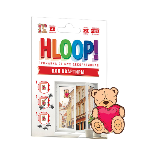 Средство от насекомых HLOOP! ХЛОП приманка-наклейка от мух декоративная, 5 уп