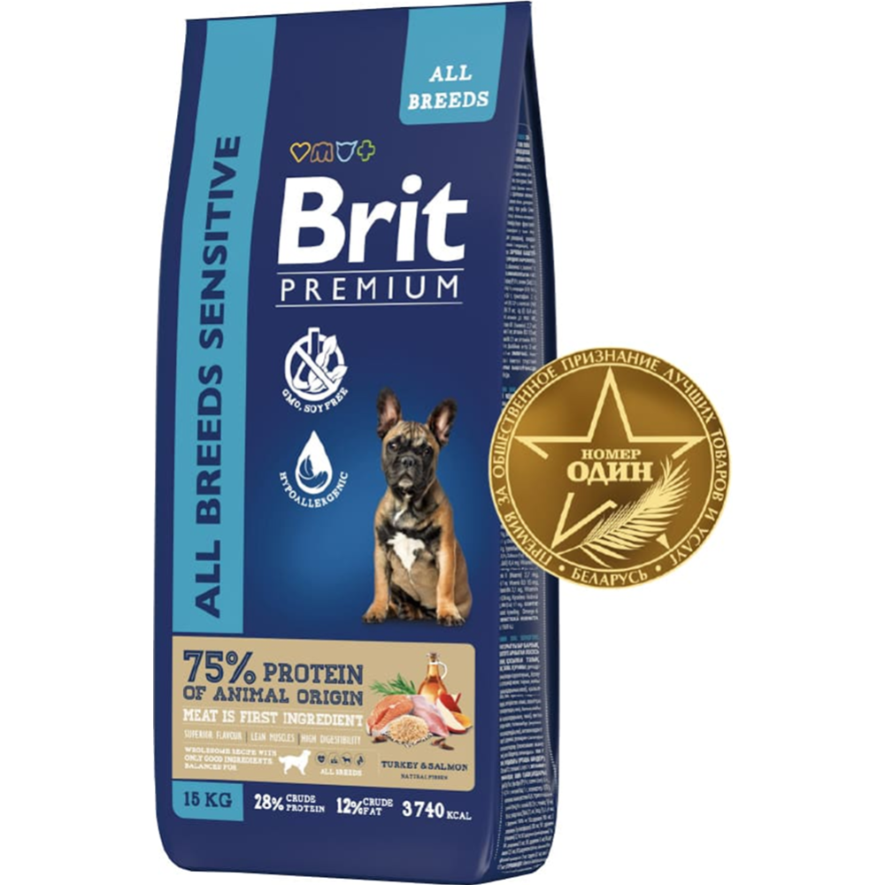 Корм для собак «Brit» Premium Adult Sensitive, лосось/индейка, 15 кг