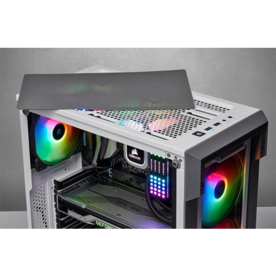 Корпус для компьютера «Corsair» iCUE 220T RGB Airflow Tempered Glass Mid-Tower Smart, White, CC-9011174-WW