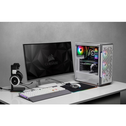 Корпус для компьютера «Corsair» iCUE 220T RGB Airflow Tempered Glass Mid-Tower Smart, White, CC-9011174-WW