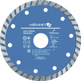 Ал­маз­ный диск «Hoegert» Turbo, HT6D754, 125х2х22.3 мм