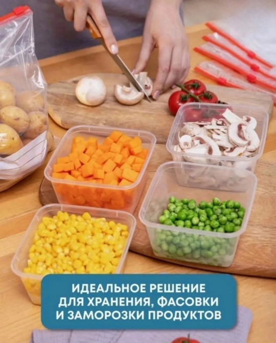 Пакеты для заморозки и хранения продуктов на 3 литра, 7 шт