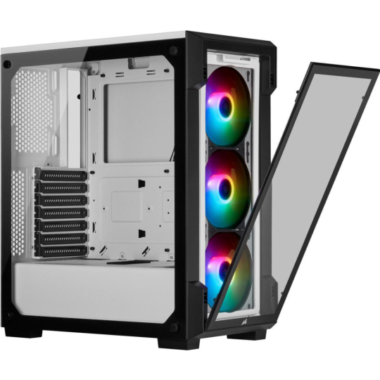 Корпус для компьютера «Corsair» iCUE 220T RGB Tempered Glass Mid-Tower Smart, White, CC-9011191-WW