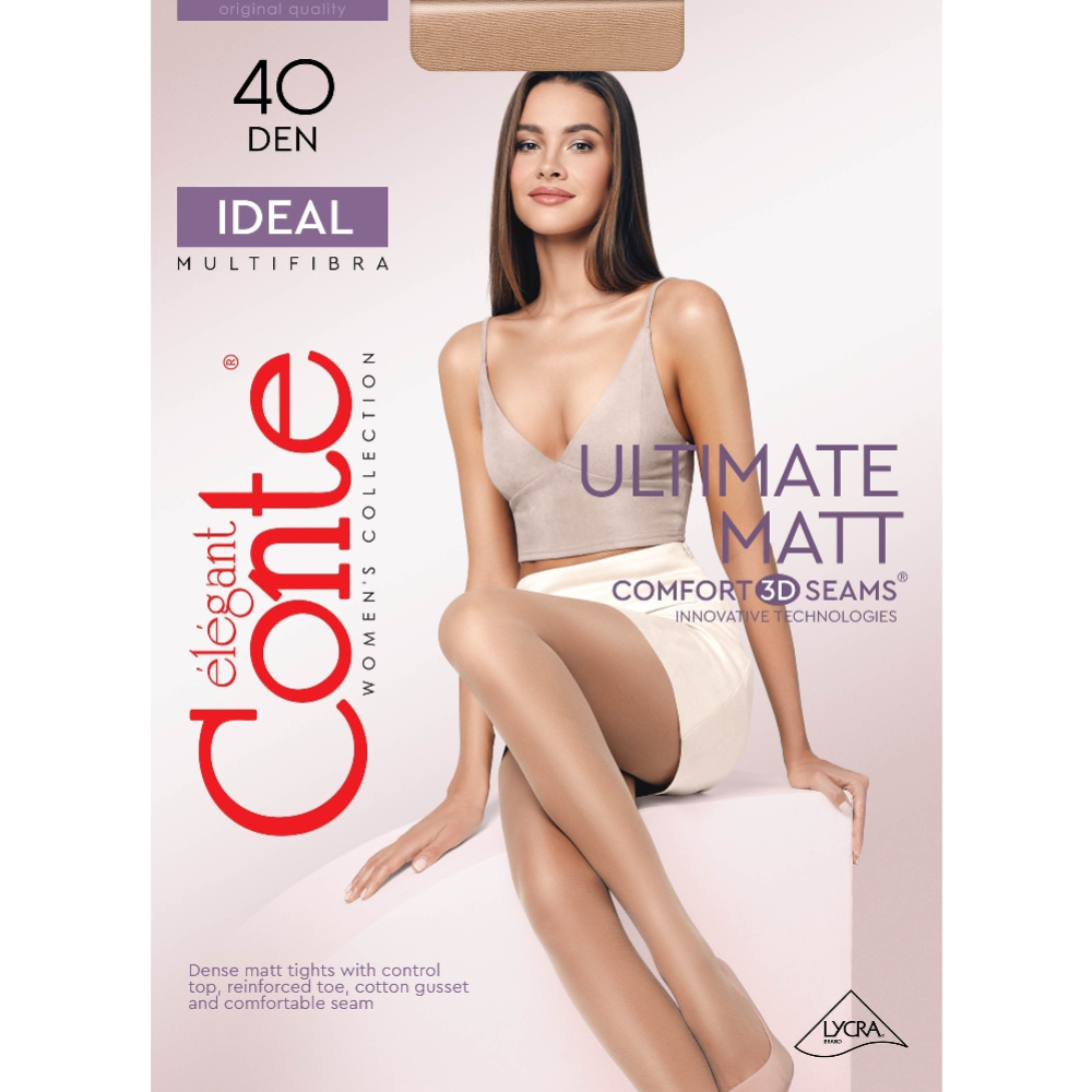 Картинка товара Кол­гот­ки жен­ские «Conte Elegant» Ideal, 40 den, grafit, размер 2