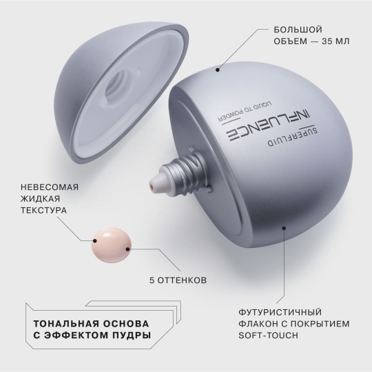 Influence Beauty Тональная основа с эффектом пудры /Liquid to Powder Foundatio тон 01, 4602006334958