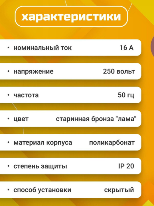 Розетка двойная 2П+З 16А 250В с защ. шт. старинная бронза "Лама" TDM SQ1815-0754