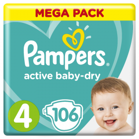 Под­гуз­ни­ки «Pampers» Active Baby-Dry 9–14 кг, размер 4, 106 шт